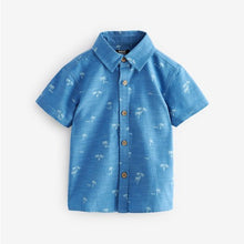 Load image into Gallery viewer, Blue Short Sleeve Printed Shirt

