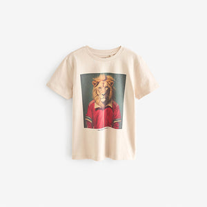 Stone Football Lion 100% Cotton Short Sleeve Graphic T-Shirt (3-12yrs)