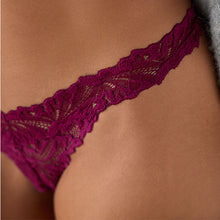 Load image into Gallery viewer, Plum Purple Thong Ultimate Comfort Lace Knickers
