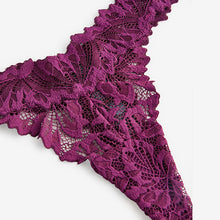Load image into Gallery viewer, Plum Purple Thong Ultimate Comfort Lace Knickers

