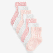 Load image into Gallery viewer, Pink Baby Cable Socks 7 Pack (0mths-2yrs)
