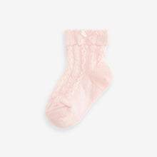 Load image into Gallery viewer, Pink Baby Cable Socks 7 Pack (0mths-2yrs)
