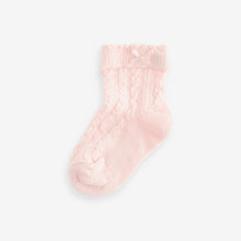 Load image into Gallery viewer, Pink Baby Cable Socks 7 Pack (0mths-2yrs)
