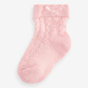 Pink Baby Cable Socks 7 Pack (0mths-2yrs)
