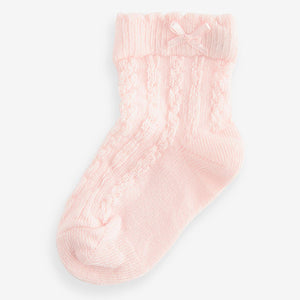 Pink Baby Cable Socks 7 Pack (0mths-2yrs)