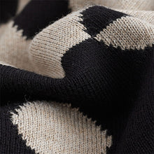 Load image into Gallery viewer, Black and Neutral Spot Crew Neck Long Sleeve Pattern Knitted Jumper
