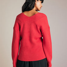 Load image into Gallery viewer, Red V-Neck Knit Jumper
