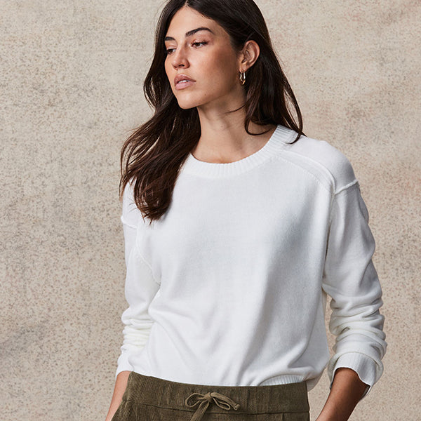 Ecru White Soft Touch Pattern Knitted Cosy Crew Neck Jumper