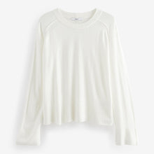 Load image into Gallery viewer, Ecru White Soft Touch Pattern Knitted Cosy Crew Neck Jumper
