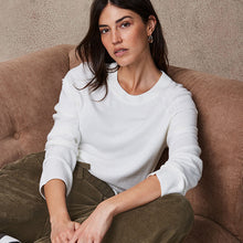 Load image into Gallery viewer, Ecru White Soft Touch Pattern Knitted Cosy Crew Neck Jumper
