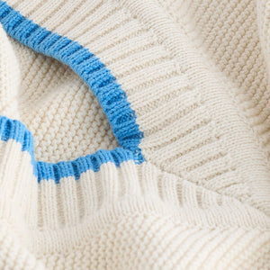 Ecru Cream Stitch Detail Knitted V-Neck Tank Vest