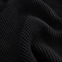 Load image into Gallery viewer, Black Relaxed Fit Ribbed V-Neck Knitted Jumper

