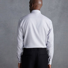 Load image into Gallery viewer, Grey Signature Textured 100% Cotton Slim Fit Single Cuff Shirt
