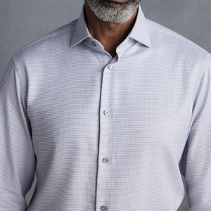 Grey Signature Textured 100% Cotton Slim Fit Single Cuff Shirt