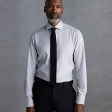 Load image into Gallery viewer, Grey Signature Textured 100% Cotton Slim Fit Single Cuff Shirt
