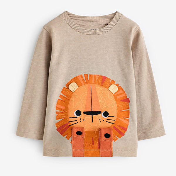 Natural Lion Long Sleeve Interactive T-Shirt (3mths-6yrs)