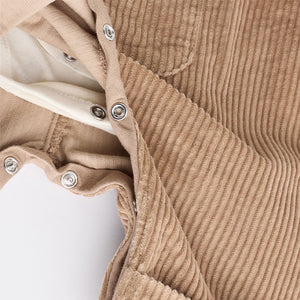 Tan Brown Corduroy 100% Cotton Baby Dungarees and Bodysuit Set (0mths-18mths)