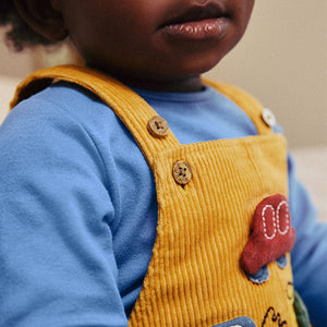 Bright Transport Corduroy 100% Cotton Baby Dungarees and Bodysuit Set (0mths-18mths)