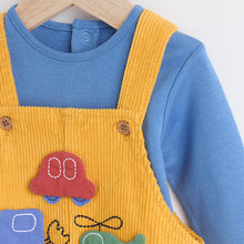 Load image into Gallery viewer, Bright Transport Corduroy 100% Cotton Baby Dungarees and Bodysuit Set (0mths-18mths)
