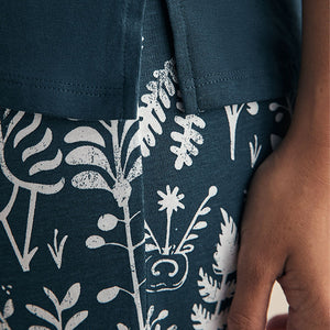 Navy Woodland 100% Cotton Short Sleeve Pyjamas