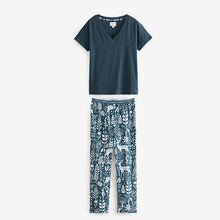 Load image into Gallery viewer, Navy Woodland 100% Cotton Short Sleeve Pyjamas
