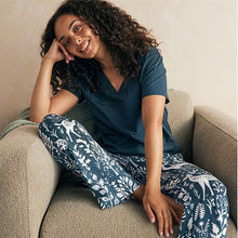 Load image into Gallery viewer, Navy Woodland 100% Cotton Short Sleeve Pyjamas
