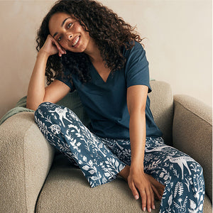 Navy Woodland 100% Cotton Short Sleeve Pyjamas