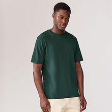 Load image into Gallery viewer, Green Pine Regular Fit Essential Crew Neck Cotton T-Shirt
