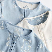 Load image into Gallery viewer, Blue Baby Sleepsuits 3 Pack (0-18mths)
