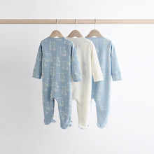 Load image into Gallery viewer, Blue Baby Sleepsuits 3 Pack (0-18mths)
