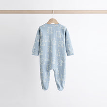 Load image into Gallery viewer, Blue Baby Sleepsuits 3 Pack (0-18mths)
