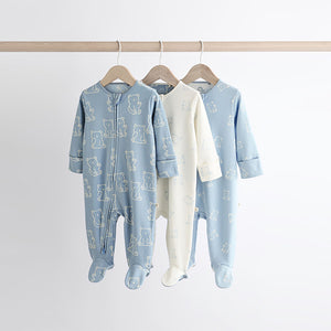 Blue Baby Sleepsuits 3 Pack (0-18mths)