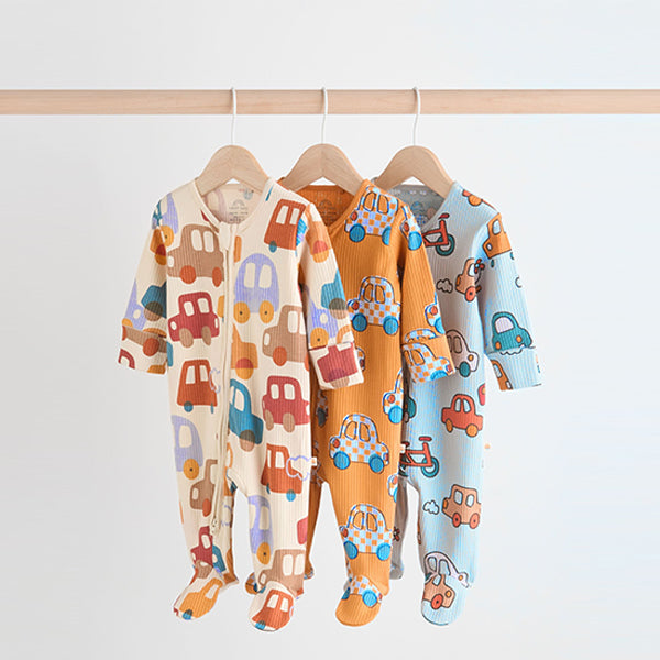 Bright Baby 2 Way Zip Sleepsuits 3 Pack