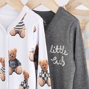 Bear Checkerboard Baby Sleepsuits 3 Pack