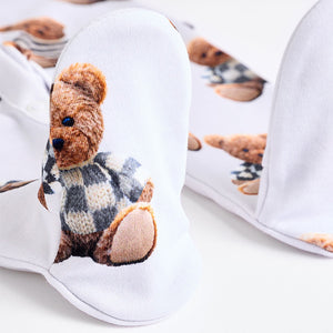 Bear Checkerboard Baby Sleepsuits 3 Pack