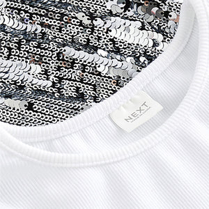 Silver Sequin Slip Dress and T-Shirt Set (3-12yrs)