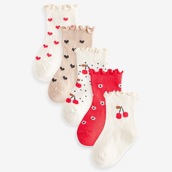 Red Cherry Baby Socks 5 Pack (0mths-2yrs)