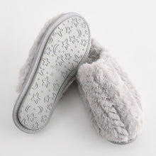 Load image into Gallery viewer, Grey Faux Fur Mule Slippers
