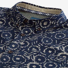 Load image into Gallery viewer, Blue 100% Cotton Textured Print Long Sleeve Shirt
