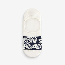 Load image into Gallery viewer, White/Blue Floral Low Cut Invisible Socks 5 Pack
