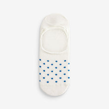 Load image into Gallery viewer, White/Blue Floral Low Cut Invisible Socks 5 Pack
