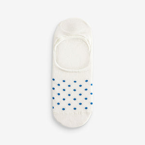 White/Blue Floral Low Cut Invisible Socks 5 Pack