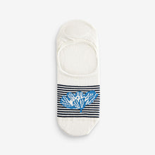 Load image into Gallery viewer, White/Blue Floral Low Cut Invisible Socks 5 Pack
