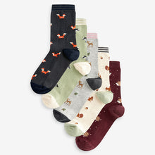 Load image into Gallery viewer, Autumn Animals Ankle Socks 5 Pack
