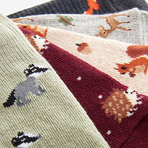 Autumn Animals Invisible Socks 5 Pack