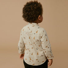 Load image into Gallery viewer, Neutral Long Sleeve Safari Print Grandad Shirt (3mths-5-6yrs)
