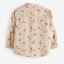 Load image into Gallery viewer, Neutral Long Sleeve Safari Print Grandad Shirt (3mths-5-6yrs)
