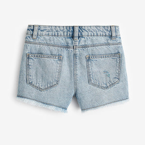 Mid Blue Rainbow Frayed Edge Distressed Shorts (3-12yrs)