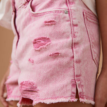 Load image into Gallery viewer, Pink 100% Cotton Frayed Edge Distressed Shorts (3-12yrs)
