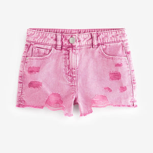 Pink 100% Cotton Frayed Edge Distressed Shorts (3-12yrs)